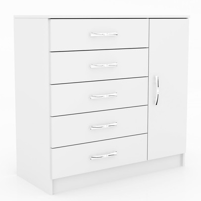 Cômoda 5 Gavetas 1 Porta Cp151 Branco - Evidência Móveis