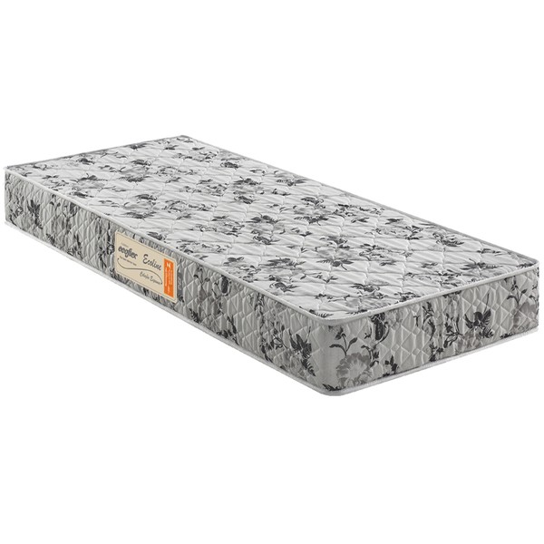Colchão Solteiro com Espuma D-23 Ecoline Floral Branco 78x188x17 - Ecoflex