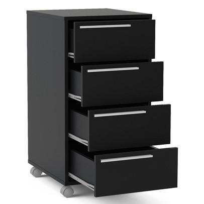 Gaveteiro com Rodízios Maia 4 Gavetas Maia Preto 2488 - Politorno