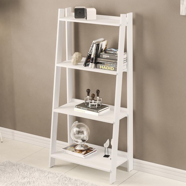 Estante para Livros 4 Prateleiras Modelo Delta Branco Bp - Politorno