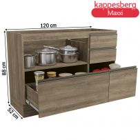 Balcão de Cozinha para Pia 120 Cm Maxxi 1 Porta 4 Gavetas Nogal - Kappesberg