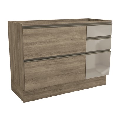 Balcão de Cozinha para Pia 120 Cm Maxxi 1 Porta 4 Gavetas com Vidro Nogal - Kappesberg