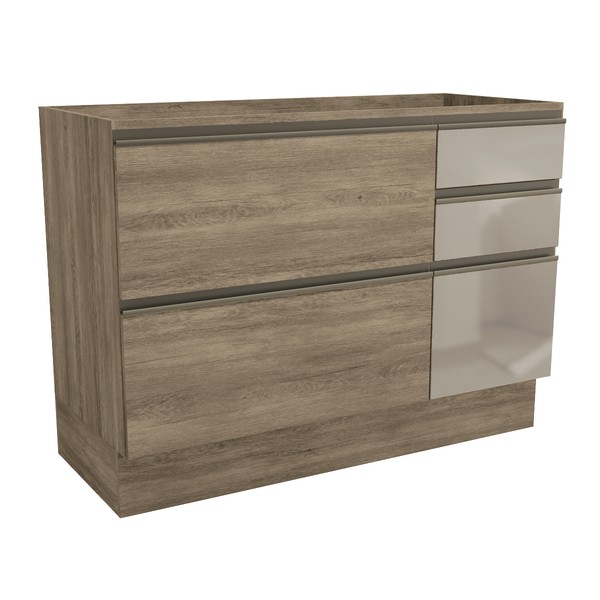 Balcão de Cozinha para Pia 120 Cm Maxxi 1 Porta 4 Gavetas com Vidro Nogal - Kappesberg