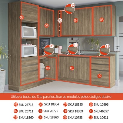 Armário Aéreo Cozinha 40 Cm Maxxi 1 Porta G761 Nogal - Kappesberg