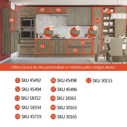 Armário Aéreo Cozinha 60 Cm Maxxi 1 Porta com Vidro Nogal - Kappesberg