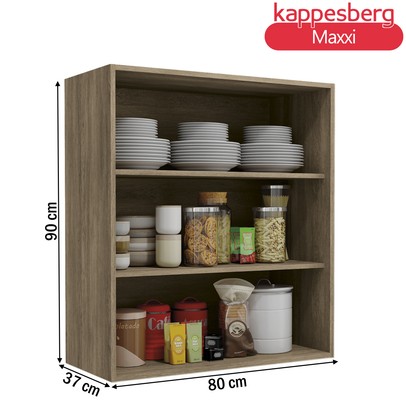 Armário Aéreo Cozinha 80 Cm Maxxi 2 Portas Nogal - Kappesberg