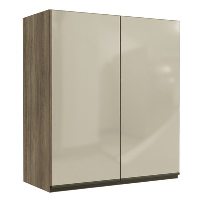 Armário Aéreo Cozinha 80 Cm Maxxi 2 Portas com Vidro Nogal - Kappesberg