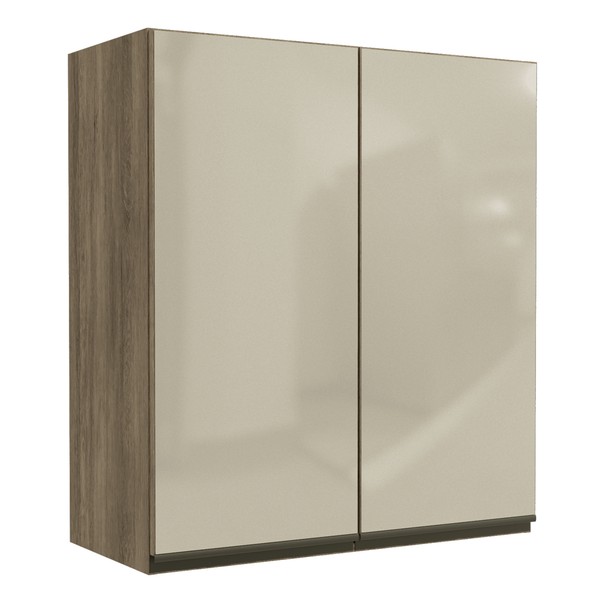 Armário Aéreo Cozinha 80 Cm Maxxi 2 Portas com Vidro Nogal - Kappesberg