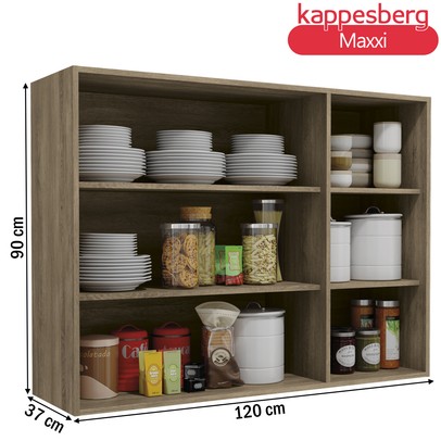 Armário Aéreo Cozinha 120 Cm Maxxi 3 Portas Nogal - Kappesberg