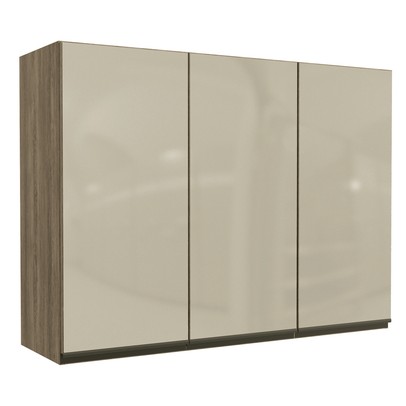 Armário Aéreo Cozinha 120 Cm Maxxi 3 Portas com Vidro Nogal - Kappesberg