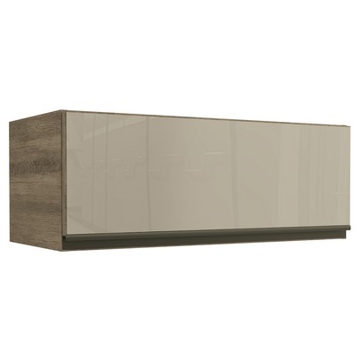 Armário Aéreo Cozinha 80 Cm Maxxi 1 Porta Basculante com Vidro Nogal - Kappesberg