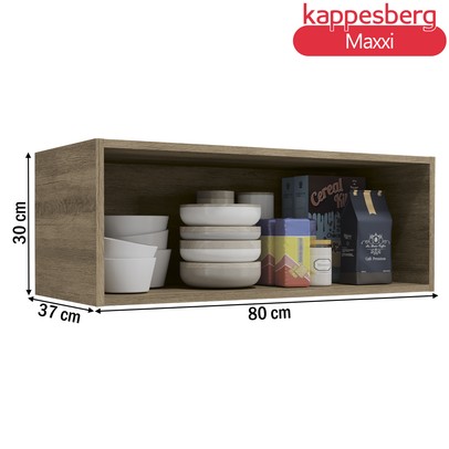 Armário Aéreo Cozinha 80 Cm Maxxi 1 Porta Basculante com Vidro Nogal - Kappesberg