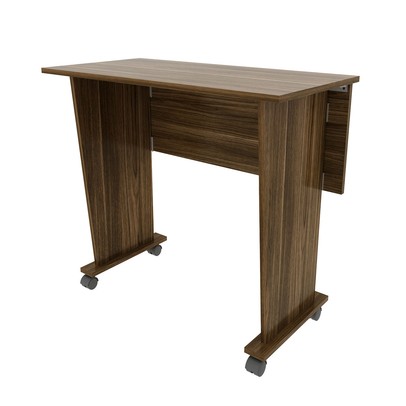 Mesa Escrivaninha Dobrável com Rodízio Nogal Me4117 - Tecno Mobili