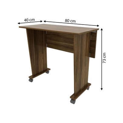 Mesa Escrivaninha Dobrável com Rodízio Nogal Me4117 - Tecno Mobili
