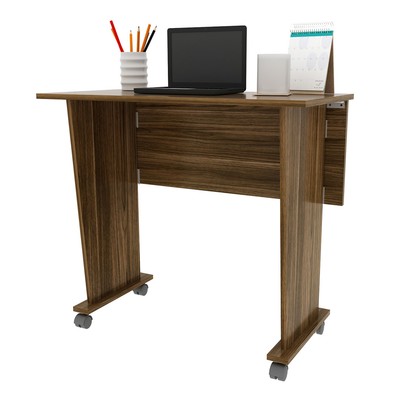 Mesa Escrivaninha Dobrável com Rodízio Nogal Me4117 - Tecno Mobili