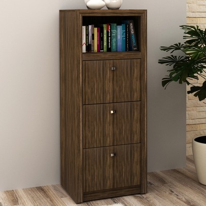 Gaveteiro 3 Gavetas Nogal Me4118  - Tecno Mobili