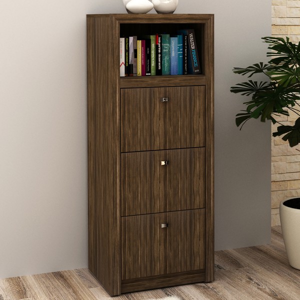 Gaveteiro 3 Gavetas Nogal Me4118  - Tecno Mobili