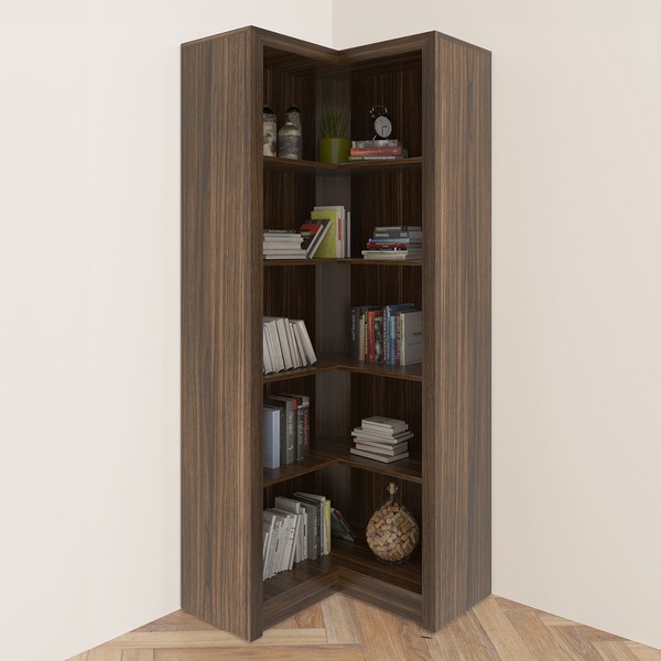 Armário para Escritório de Canto Nogal Me4132 - Tecno Mobili