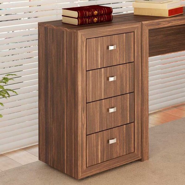 Gaveteiro com Rodízios 4 Gavetas Nogal Me4133 - Tecno Mobili