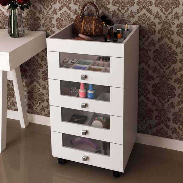 Penteadeira Carrinho Maquiagem Pe2009 Branco - Tecno Mobili