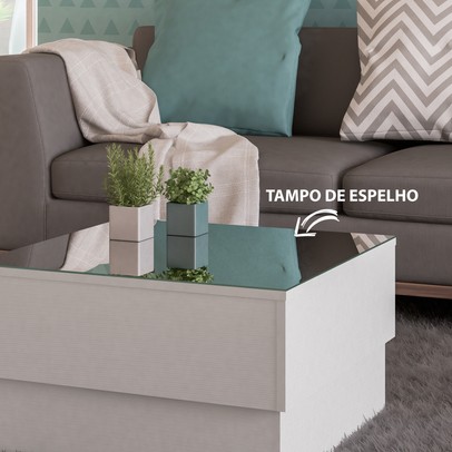Mesa de Centro Parati com Espelho Branco - Artely