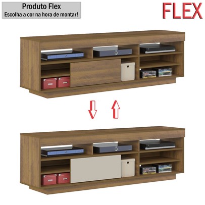 Rack para TV Até 60 Polegadas Treviso Flex C/ Rodízios Pinho/Off White - Artely