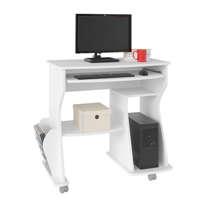 Mesa Escrivaninha 160 3 Nichos Branco - Artely