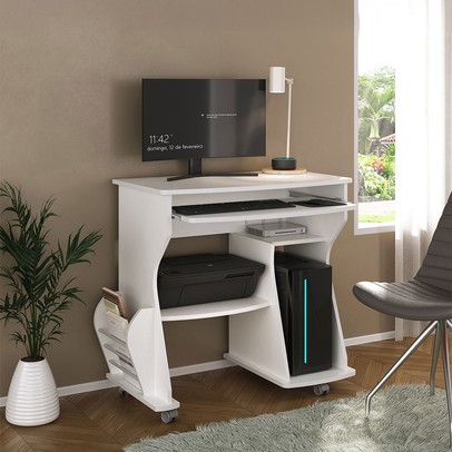 Mesa Escrivaninha 160 3 Nichos Branco - Artely