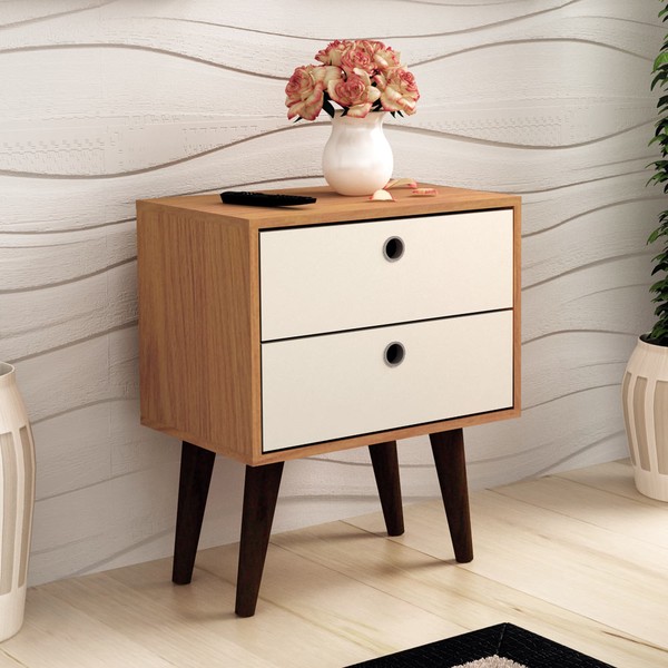 Mesa de Cabeceira Belizi Amendoa/Champagne - Manto Móveis