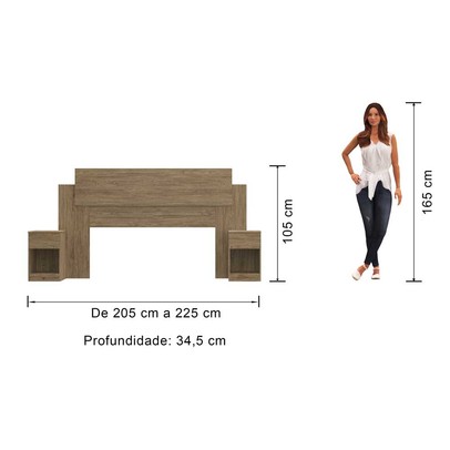 Cabeceira Casal com 2 Mesa de Cabeceira Ca20 Wood - Decibal Móveis