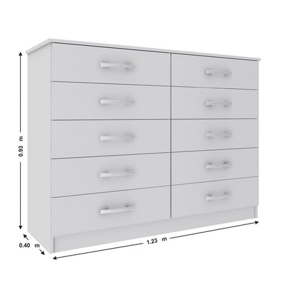 Cômoda Austin 10 Gavetas Branco - Evidência Móveis