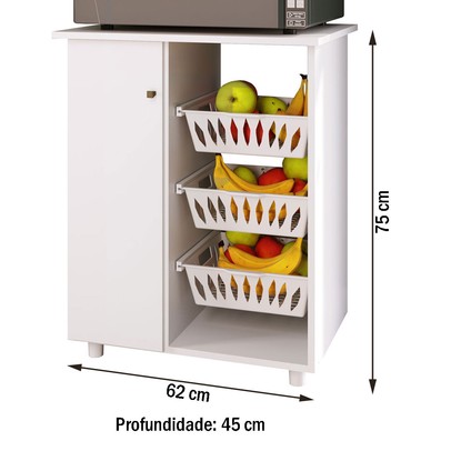 Armário de Cozinha Fruteira para Forno 1 Porta 0261 Branco - Genialflex