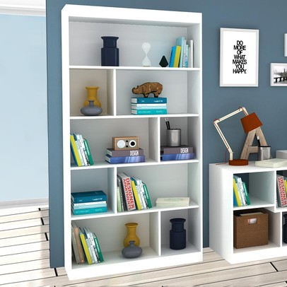 Estante para Livros 93 Cm Branco Tx/Branco Tx Ho-2907 - Hecol Móveis