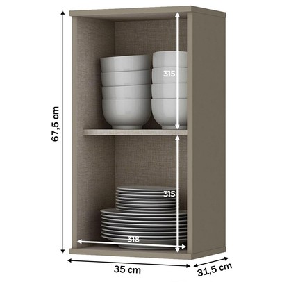Armário Aéreo Cozinha 1 Porta 35 Cm Connect Duna/Cristal - Henn