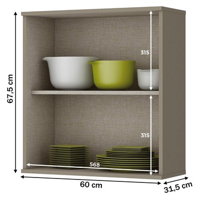 Armário Aéreo Cozinha 1 Porta Connect Duna/Cristal C53 - Henn
