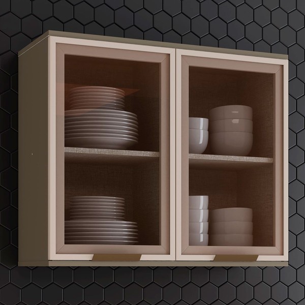 Armário Aéreo Cozinha 2 Portas de Vidro Connect Duna C55 - Henn