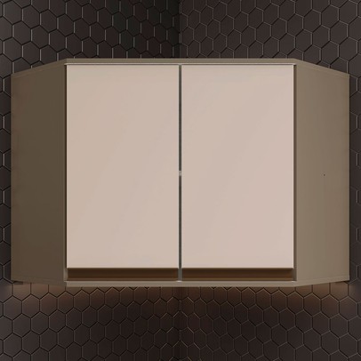 Armário Aéreo Cozinha de Canto 2 Portas Connect Duna/Cristal C57 - Henn