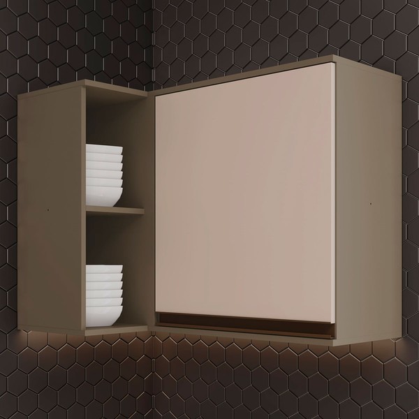 Armário Aéreo Cozinha de Canto Reto 1 Porta Connect Duna/Cristal C58 - Henn