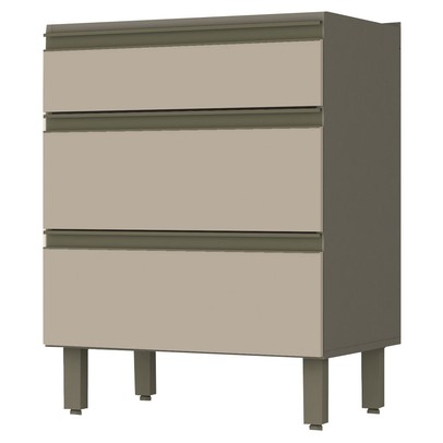 Armário de Cozinha 3 Gavetas Connect Duna/Cristal C63 - Henn