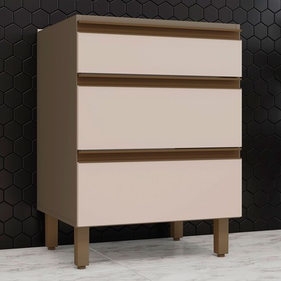 Armário de Cozinha 3 Gavetas Connect Duna/Cristal C63 - Henn