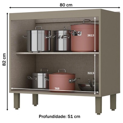 Armário de Cozinha 2 Portas Connect Duna/Cristal C64 - Henn