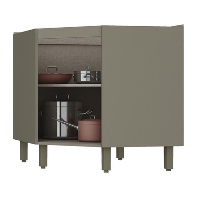 Armário de Cozinha para Canto Oblíquo 1 Porta Connect Duna/Cristal C67 - Henn