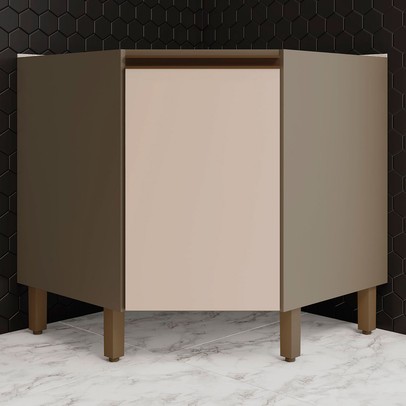 Armário de Cozinha para Canto Oblíquo 1 Porta Connect Duna/Cristal C67 - Henn