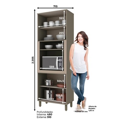 Torre Quente 1 Forno 71,5 Cm Connect Duna/Cristal - Henn