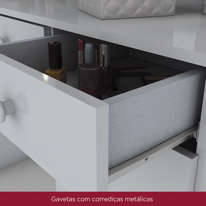 Penteadeira Chanel 1 Porta 4 Gavetas Branco - Henn