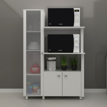 Armário de Cozinha com Cristaleira 3 Portas Bl3304 Branco - Tecno Mobili