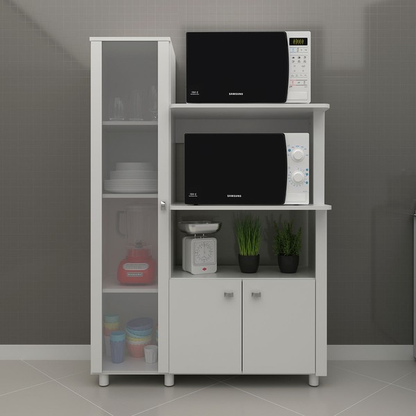 Armário de Cozinha com Cristaleira 3 Portas Bl3304 Branco - Tecno Mobili