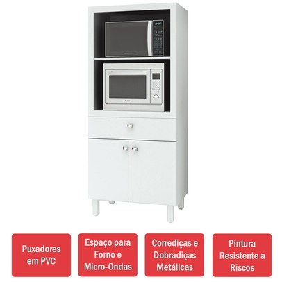 Torre Quente 2 Portas 1 Gaveta Bl3305 Branco - Tecno Mobili