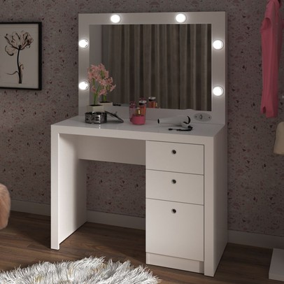 Penteadeira Compacta 3 Gavetas Camarim Pe2010 Branco - Tecno Mobili