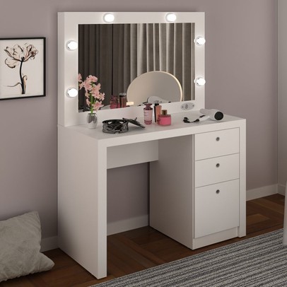 Penteadeira Compacta 3 Gavetas Camarim Pe2010 Branco - Tecno Mobili